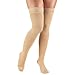Truform Women's Closed Toe, Thigh High 20-30 mmHg Compression Stockings, Lace Top, Beige, Large