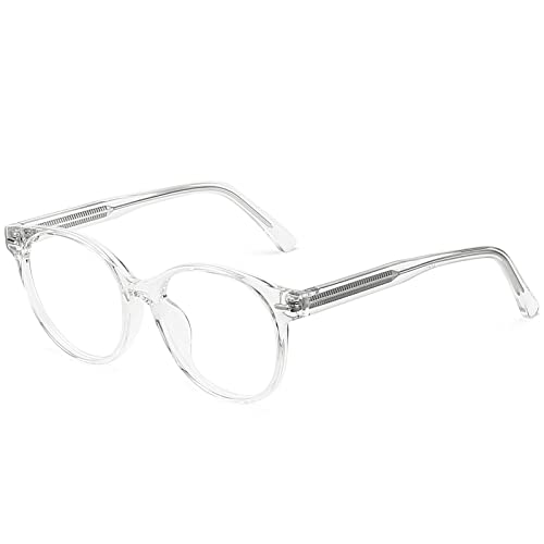 Image of ANRRI Pink Blue Light Glasses For Women Retro Round Blue Light Filter Computer Eyeglasses Fashion Anti Eyestrain