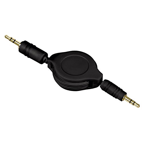 Hama Câble enrouleur (roll-Up, prise pour mini-téléphone, stéréo, longueur de câble 110 cm, fiche mâle 3,5 mm stéréo - fiche mâle 3,5 mm) Noir/Or