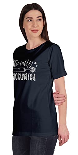 Inkmeso Officially Vaccinated T,Shirt Tops pour Femme T-Shirt Au Cou De L'equipage Graphique – vue 4