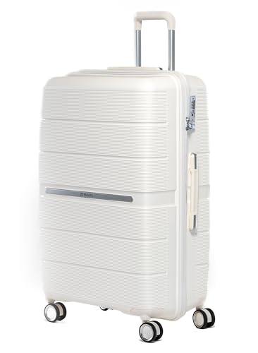 Image of Maleta Pearl Medium Size 24'' inches | 65 cms | TSA-Lock | 8 Spinner Wheels | Trolley Bags for Travelling | Suitcase for Travel | Travel Bags for Luggage (White)