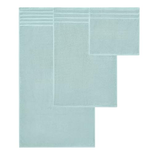 Image of Modern Threads 6 Piece Bath Towel Set - Bathroom Set with 2 Bath Towels, 2 Hand Towels & 2 Wash Cloths - 100% Cotton, Super Absorbent & Extra Soft - Reversible Natural Vine (Aqua), 1 Set (Pack of 8)