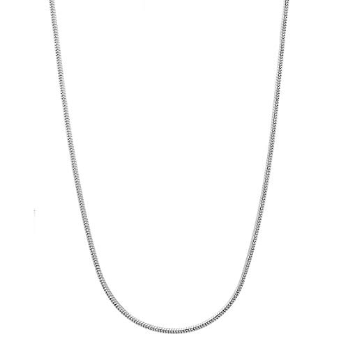 Image of Parnika 925 Pure Sterling Silver Round Snake Chain Necklace for Men & Women | Chandi Chain for Girls & Boys | Italian Style Silver Chain | 16 18 20 24 Inch | 0.9mm 1.1mm 1.3mm