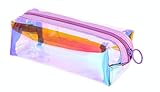 EzPacking Holographic Clear Makeup Pouch/Cute Iridescent Cosmetic Organizer/Sparkly Glittery Women’s Toiletries Holder/Transparent Ladies Zipper Bag for Purse or Tote (Lilac)