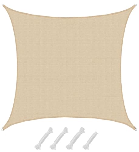 AMANKA 90% UV Schutz: Sonnensegel Viereckig 7x7 - Wasserdurchlässig & Atmungsaktiv - Viereck Pergola Trampolin Sonnenschutz Carport Whirlpool Sonnendach Sonnenschutz Pool