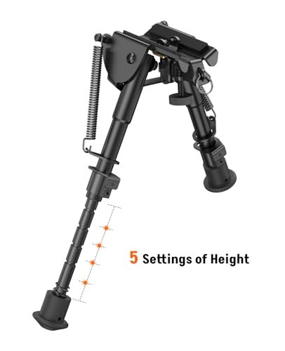 MidTen Rifle Bipod 6-9 Inches, Lightweight Tactical Shooting Sling Stud Bipod, Heavy Duty Non-Slip Feet for Hunting, Aluminum