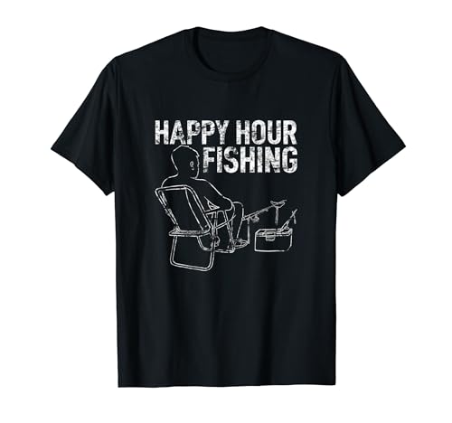 T-shirt de pêche pour homme avec inscription « Happy Hour » T-Shirt