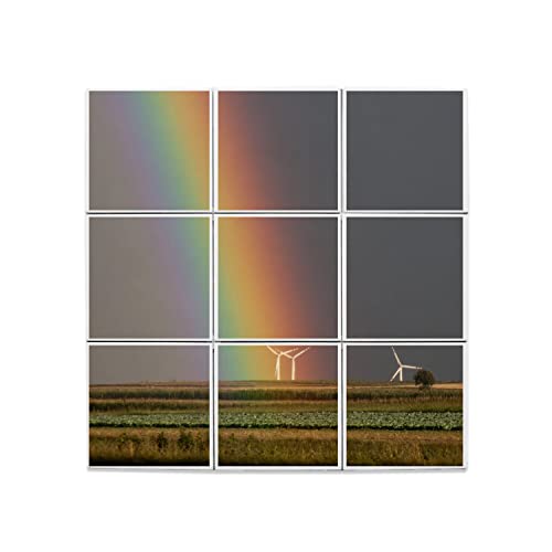 Carreaux Céramique Décoratif 20x20 - Rénovez un Mur Blanc avec l'Arc-en-Ciel et Éolienne