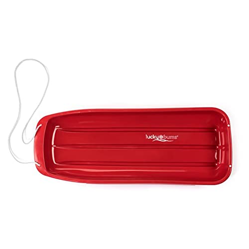 Lucky Bums Kids 48 Inch Single Person Plastic Snow Toboggan Sled for All Winter Conditions with Pull Rope for Children Ages 8 to 15, Red