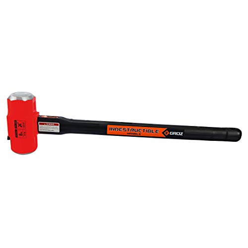 GROZ Heavy Duty 8lb Sledge Hammer with 24-Inch Indestructible Handle | Hard Face Steel Head 52 HRC | Steel Locking Plate | Hi-Visibility Head | Vulcanized Rubber Handle (34512) - Thumbnail 2