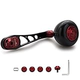 HEIGHTEN 65/75mm可変 リール ハンドル 36mm カーボン製 ハンドルノブ 搭載 シマノ(SHIMANO) ダイワ(DAIWA) アブ(Abu) ベイトリール 通用 Arch Carbon Series (ブラック＆ワインレッド) (1183)