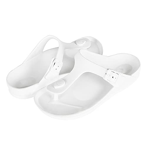 Funkymonkey Eva Flip Flops Waterproof Adjustable Thong Sandals For Mens And Womens (7 M Us, White/Women) #TOP5