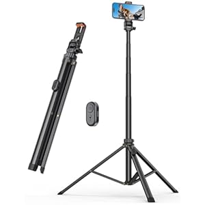 71” Phone Tripod & Selfie Stick, Tripod for iPhone with Detachable Remote, Portable Phone Tripod Stand for Video Recording, Travel Tripod for Cell Phone, Compatible with Smartphones, DSLR