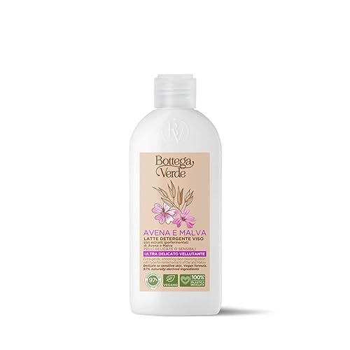 Bottega Verde - Avena e Malva, Latte Detergente Viso, 100 ml, con Estratti Iperfermentati di Avena e Malva, Ultra Delicato Vellutante, per Pelli Delicate o Sensibili