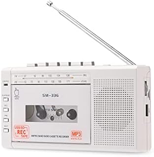 Portable Cassette Player and Recorder, Cassette to MP3 Digital Converter, Support USB and Micro SD Card, AM/FM Radio Tape Walkman, Build-in Speaker and Microphone Powered by AC and AA Battery