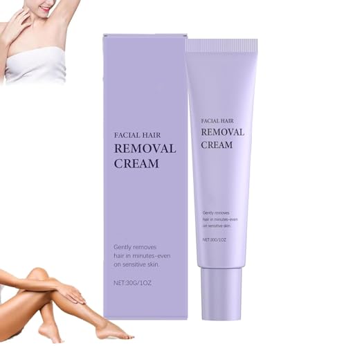 Crema facial para eliminar el cabello Hydrateology, crema facial suave y sin dolor, depilaciones faciales y corporales, removedor de pelo facial suave para áreas sensibles, fórmula suave (1)