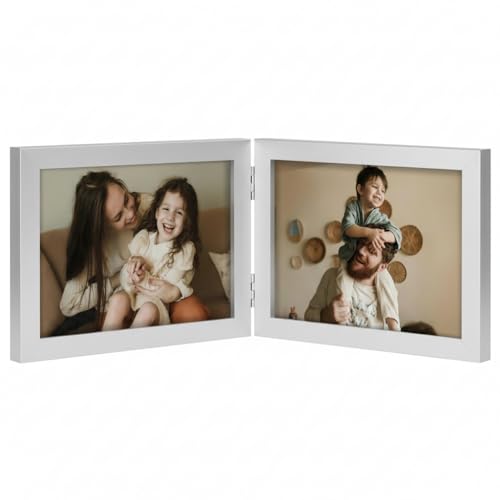 decorUhome Double 7x5 Picture Frame Horizontal, Silver