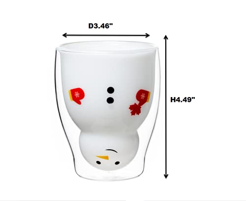 280Ml/9.5Oz Snowman Double Wall Glass Mug For Christmas, Cute Double Walled Thermo Cup, Espresso Glass Cup, Insulated Coffee Mugs, Drinking Cup #TOP5