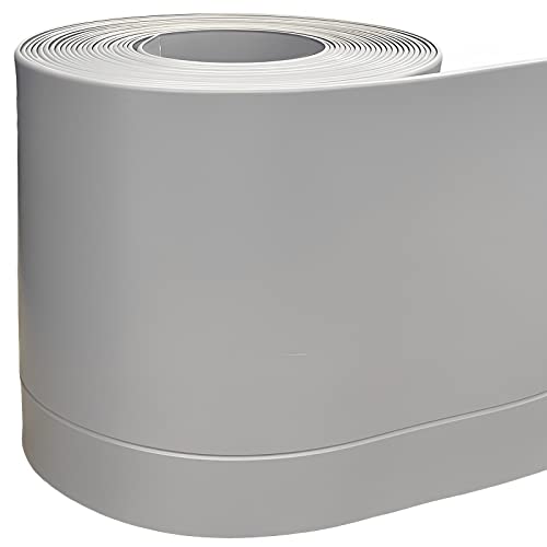 Guokller Vinyl-Wall-Base 5\" x 20\' Flexible-Baseboard-Molding-Trim Cove-Base with 1\" Crease Design Rubber-Baseboard-Trim Easy to Install (Gray)
