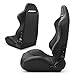ModifyStreet Universal Classic Plain Black PVC Reclinable Racing Seats Pair