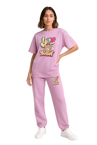 Image of My Swag Womens Printed Nightwear Set | Printed T-Shirt & Lower Set for Womens&Girls
