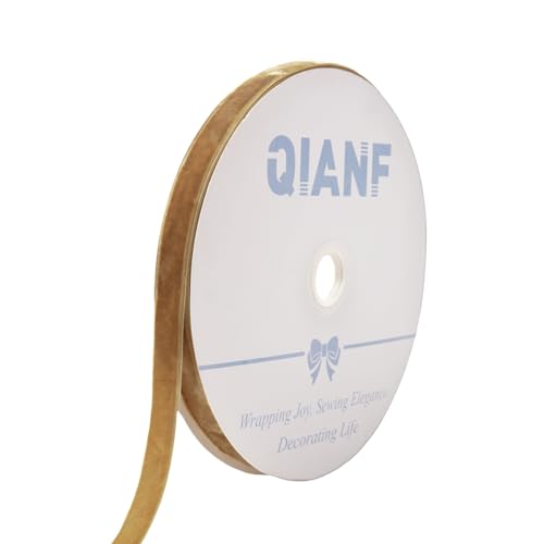 Image of QIANF Vintage Khaki Velvet Ribbon, 5 /8 Inch X 25Yd