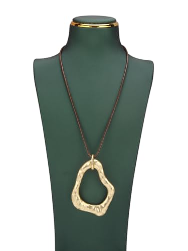JAOYU Boho Necklace for Women Large Pendant Necklace Boho Long Choker Leather Gold Necklace Vintage Earthy Jewelry Trendy2