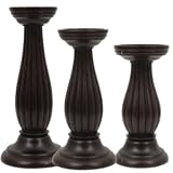 Pedestal Candle Holders - Mango Wood Candle Holder - Pillar Candle Holders - 3 Piece Candle Holder -