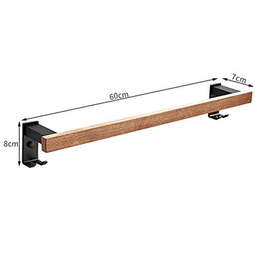 Toallero con gancho autoadhesivo de madera noble para baño y cocina 3