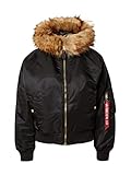 ALPHA INDUSTRIES Damen MA-1 OS Hooded Wmn Baby Jacke, Black, L