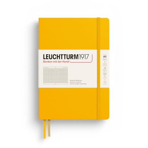 LEUCHTTURM1917 - Notebook Hardcover Medium A5-251 Numbered Pages for Writing and Journaling (Sunflower, Squared)