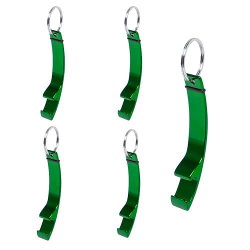 eBuyGB Metal Bottle Opener Keyring, Colourful Aluminium Beer Opener Keychain, Green (Pack of 5)