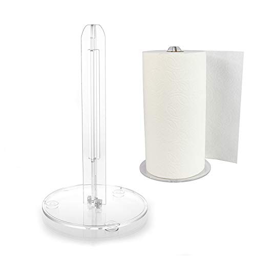 Yes!Fresh Paper Towel Holder Stand Roll Dispenser Countertop Suction Base One-Handed Tear for Jumbo & Standard Paper Towel Rolls Clear Kitchen Countertops,Bars &Dining Tables 1Pack (1)