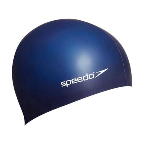 Speedo Unisex Flat Silicon Swim Cap, Navy Cover