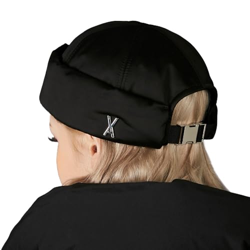 [VARZAR] Heavy padding metal buckle watch cap Black