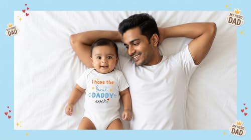 Image of Lillypupp Cotton Body Suit For New Born Baby Boy Girl Made To Express Love For Fathers /Daddies. Half Sleeves Romper Bodysuit Clothes For Infant Toddler Boys Girls.