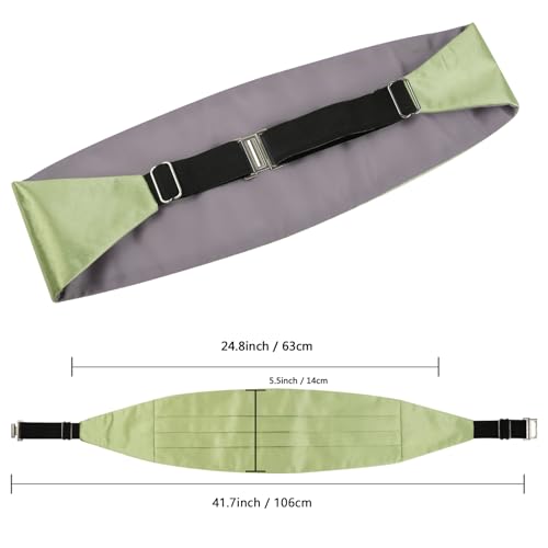 Image of Alizeal Mens Multicolored Silk Solid Cummerbund Bow Tie Set | with Cummerbund Pocket Square Pre-tied Adjustable for Mens Gift