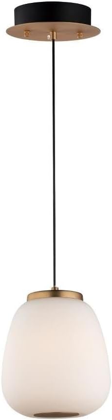 ET2 Lighting Soji 2-Light Pendant | Black/Gold Finish | Satin White Glass Shade | Contemporary Hanging Pendant Light for Kitchen Islands | Adjustable Cord Suspension | E25063-92BKGLD