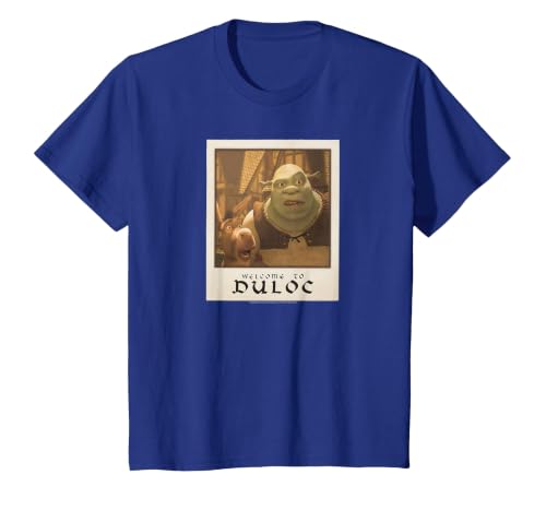 Shrek Welcome to Duloc Shrek and Donkey Polaroid T-Shirt, Youth, Royal Blue, Small