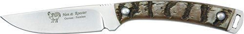 Hen & Rooster Knives 5019RH Small Fixed Blade Knife with Genuine Ram's Horn Handles