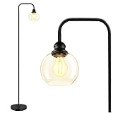 Modern Floor Lamps for Living Room with 6W LED Bulb, Industrial Floor Lamp, Clear Glass, Black Classic Reading Tall Lamp for Home Office, Standing Lamps for Bedroom, Study, Minimalist, Vintage