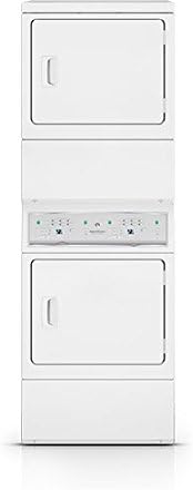 Speed Queen ASEE8AGW173TW01 27" Stacked Electric Dryer/Dryer with 7.0 cu. ft. Capacity Reversible Door Interior Light Up-Front Lint Filter Commercial-Grade Steel Cabinet and Drum in