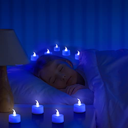 120 Pcs Tea Lights Candles Flameless Candles Flickering Led Candles Battery Operated Light Flameless Candle For Romantic Night Wedding Honeymoon Table Decor (Blue) #TOP6