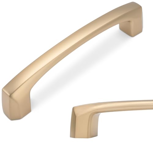 BUKOBYHE 10 Pack 3-3/4 Inch(96mm) Kitchen Cabinet Handles Champagne Bronze Cabinet Pulls Zinc Alloy Drawer Pulls Kitchen Hardware