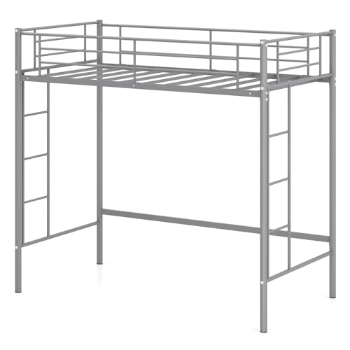 Multigot Metal Bunk Bed, 2 Ladders Single Loft Bed Frame wit