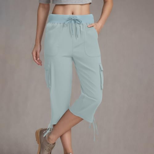 Hiking Capri Cargo Pants Women Lightweight Quick Dry Summer Cropped Trousers Drawstring High Waisted Streetwear Pant2