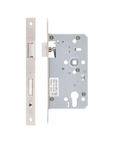 Image of Kooples Hardware DIN Escape Lock 72mm Centres 60mm Backset Mortice Lock for Euro Profile Cylinder and Lever Handle (Powder Coat White)
