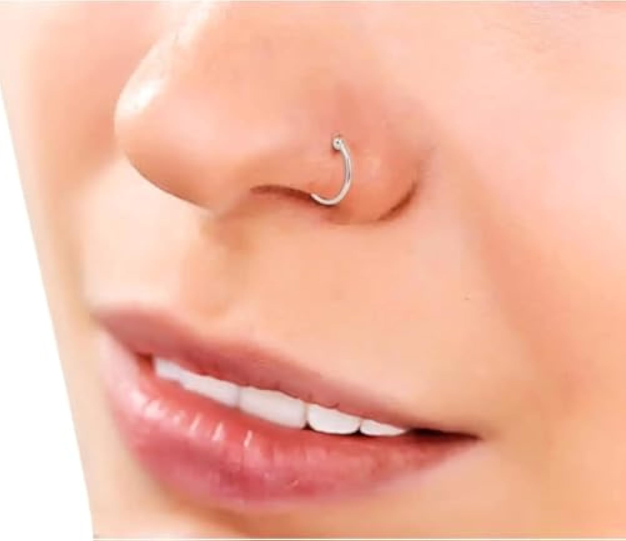 Sterling Silver Nose Ring with Beads