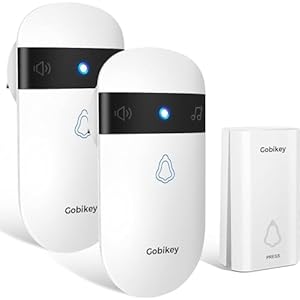 Wireless Doorbell,Self-Powered No Battery Door Bell, IP55 Waterproof Cordless Plug-in Doorbell Kit 2 Receivers, 52 Loud Chimes & 5 Level Volume (0-115dB) & 7 Colors Light for Home, Classroom, Front