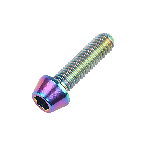 Image of Titanium Ti DIN912 M4 8 10 12 15 20mm Tapered Head Hex Bolts Bicycle Screws Pack of 6 (Multicolored, M4x15mm)
